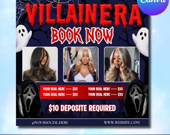 Halloween Booking Flyer, October Books Open, Spooky SZN Flyer, October Booking Flyer, Hair Braids Nails MUA Lash Locs Wig, Canva Editable