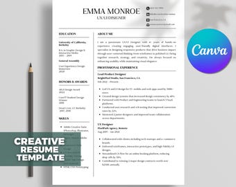 Creative Resume Template, Modern Creative Resume, Designer Resume, Artist Resume, CV Template, Cover Letter, Teacher CV, Canva Editable.