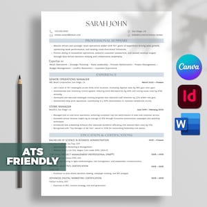ATS Friendly Resume Template Word, Pages, Minimalist Resume, Microsoft Word, ATS Resume, InDesign Resume Template, Canva Editable Template