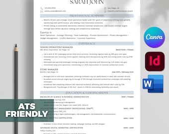 Szablon CV przyjazny dla ATS Word, Pages, Minimalistyczne CV, Microsoft Word, CV ATS, Szablon CV InDesign, Szablon edytowalny Canva