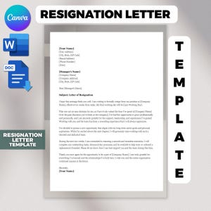 Professional Resignation Letter Template, Resignation Letter, Notice Letter, Resign Letter, Letter of Resignation, Docs, Word,Canva Editable