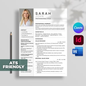 ATS Friendly Resume Template Word, Pages, Minimalist Resume, Microsoft Word, ATS Resume, InDesign Resume Template, Canva Editable Template