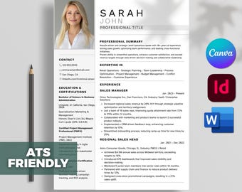 ATS Friendly Resume Template Word, Pages, Minimalist Resume, Microsoft Word, ATS Resume, InDesign Resume Template, Canva Editable Template