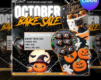 October Bake Sale Flyer, Bakery Flyer, Sweet Treats Flyer, Bake Shop Flyer, Cake Pastry Flyer, Dessert, Digital Download, Canva Editable