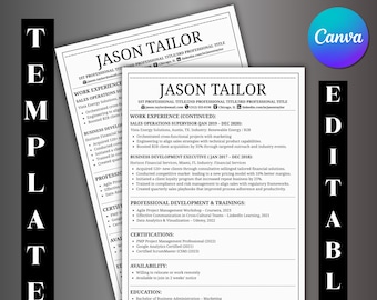 Student with No Experience Resume Template, School and College Students, Cover Letter, Professional Resume, Canva Editable
