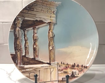 ヴィンテージ エレクテウム 古代ギリシャ遺跡 コレクタープレート アテネ製 ハンドメイド 8.5インチ