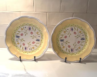 Juego de 2 platos de ensalada Studio Nova Provence Garden - Cerámica festoneada de 22,2 cm (8,75") - Modelo Mikasa SH518 (modelo descatalogado) - Estilo campestre francés