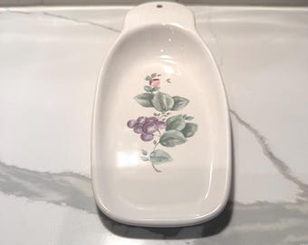 Soporte para mantequilla de gres Pfaltzgraff Grapevine vintage, modelo descatalogado, posacucharas o cuchara para mantequilla, cerámica estadounidense.