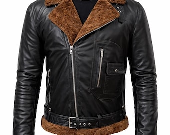 Handmade Real Lambskin Leather Black B3 Bomber Jacket – Vintage Aviator Style Coat