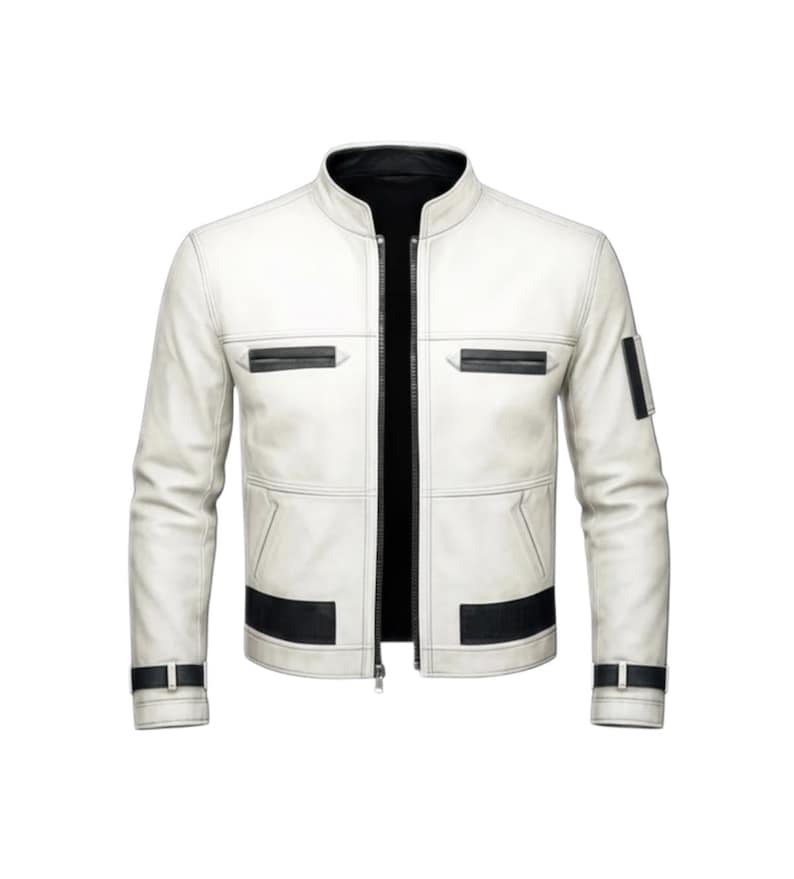 Kyo Kusanagi-inspirerad vit läderjacka – King of Fighters 2002 Legendary Inspired bild 1