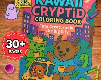 Kawaii Cryptids Vol 2: Cute Urban Monsters Coloring Book (Digital Download)