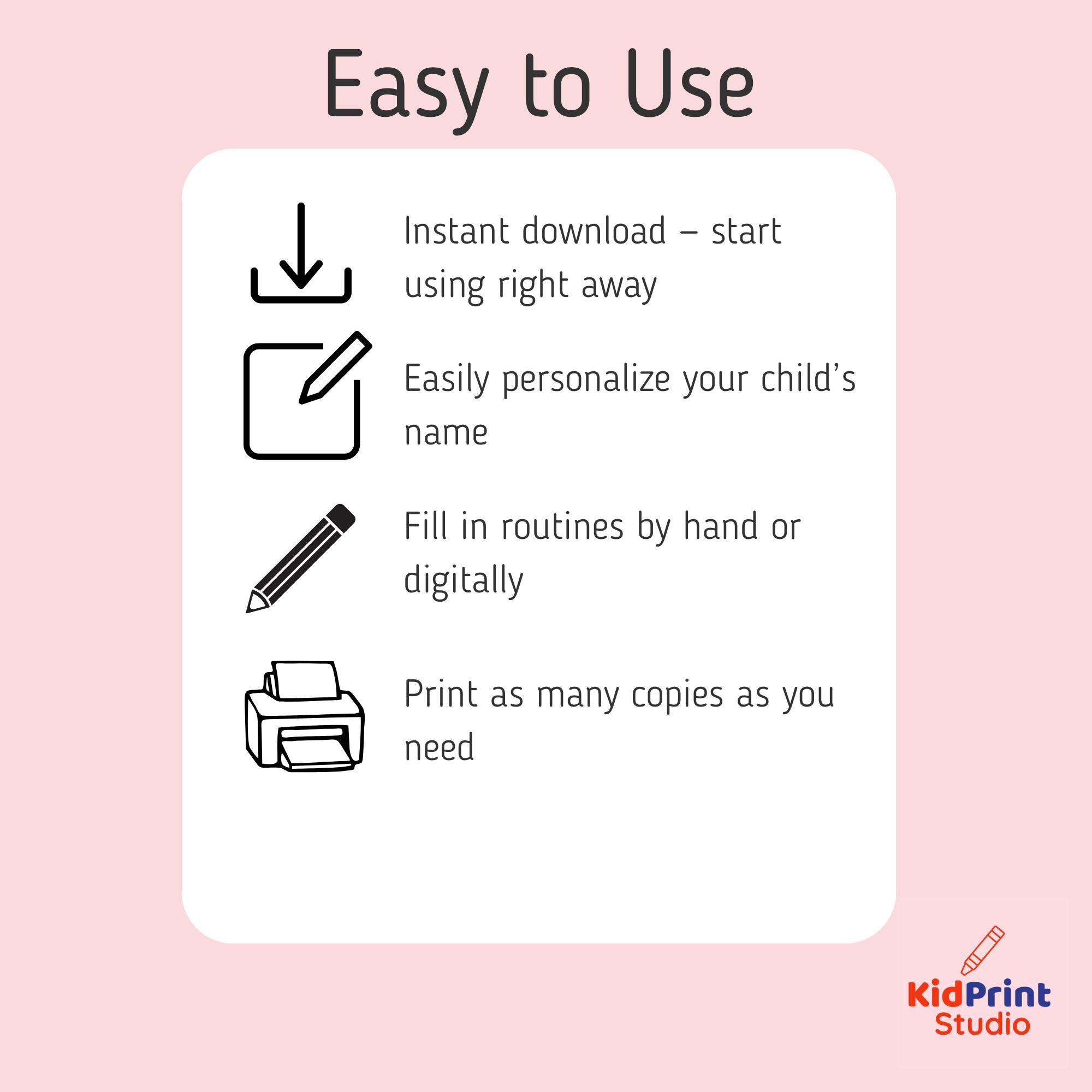 Routine Chart for Girls – Morning & Night Visual Schedule Ages 3–6 ...
