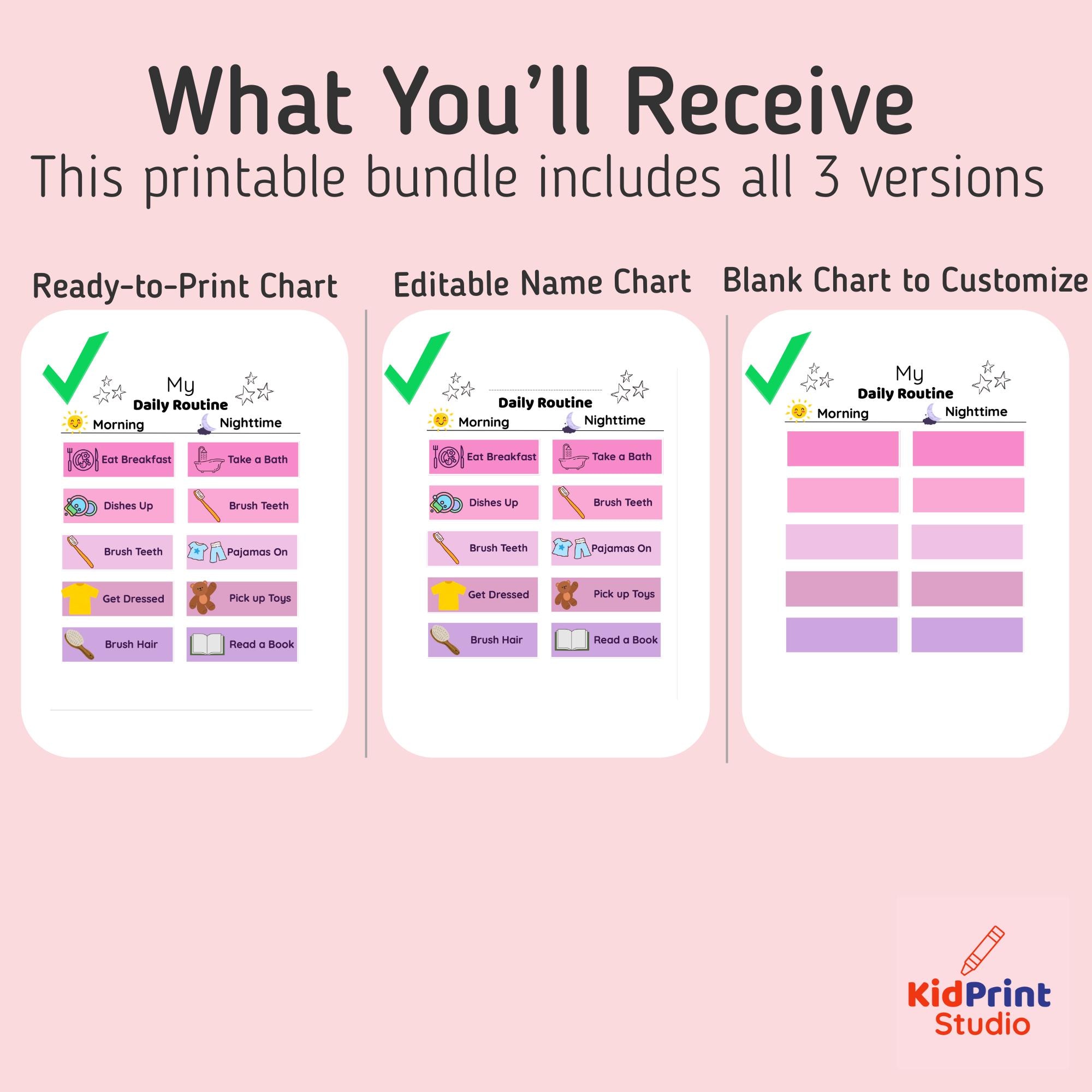 Girl Daily Routine Chart.pdf Routine Chart for Girls – Morning & Night Visual Schedule Ages 3–6 ...