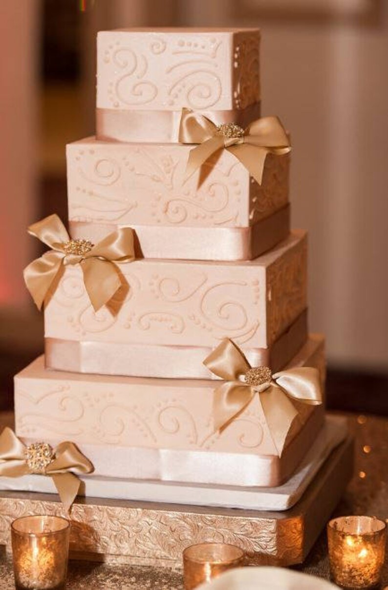 20 Or 22 Square Rose Gold Wedding Cake Etsy