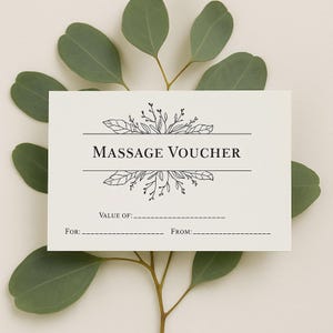 Massage Gift Voucher Card (PDF) – A5 & A6 Landscape Spa Certificate