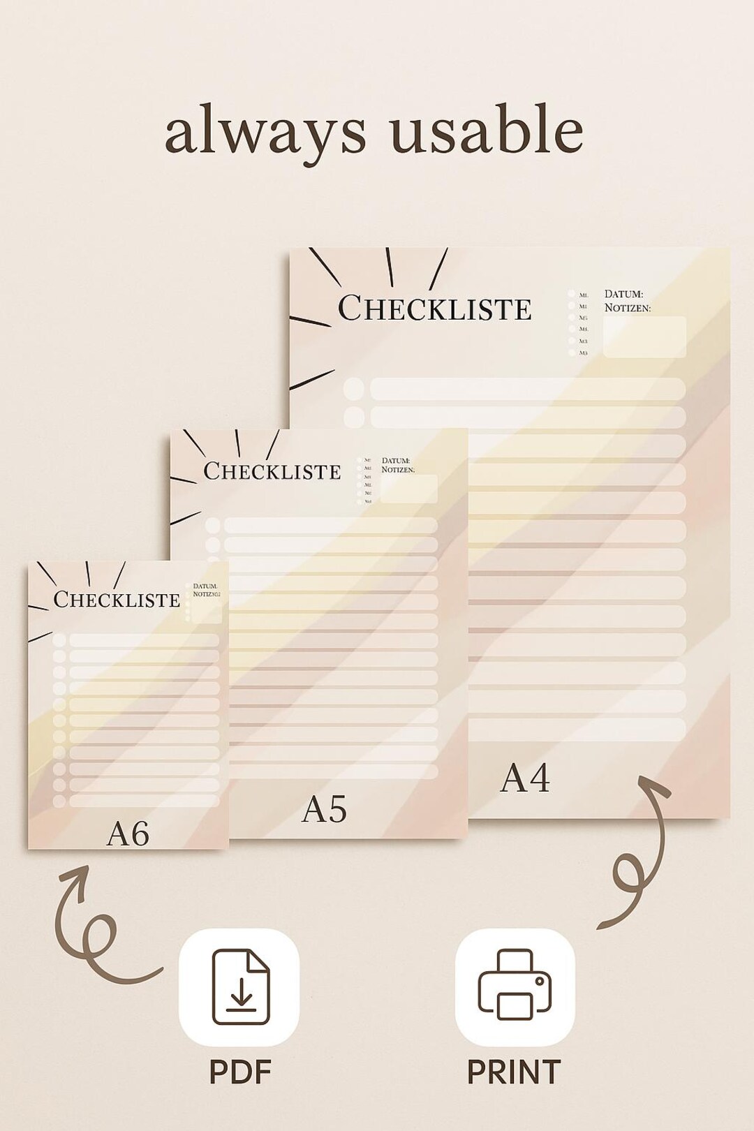 Minimalist to Do List Printable PDF A4 A5 A6 | Daily Task Checklist ...