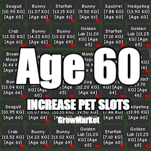 Level 60 Pet Age Grow A Garden (Increase Pet Slots) - Instant Delivery (NOT DUPED)