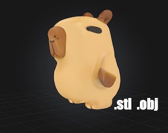 Capybara 3D Model, Printable Animal Decor (STL & OBJ File)