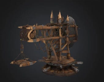 Orcish Catapult Lift Construction Tower Wooden 3D Model for Printing Orc Fantasy DND Dungeons
