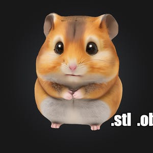 Modèle imprimable Hamster, peluche, joli jouet aux joues potelées, fichier 3D pour STL et OBJ, modifiable et prêt pour l&#39;impression 3D, ours en peluche, syrien