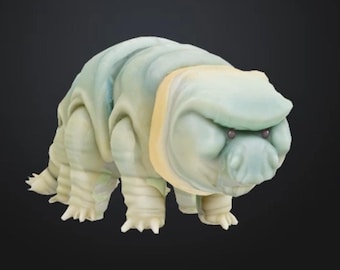 Tardigrade Toy 3D Model for Printing Green Yellow OBJ STL Cute Kawaii Animals Microscopic Organism Virus Bacteria Science Biology