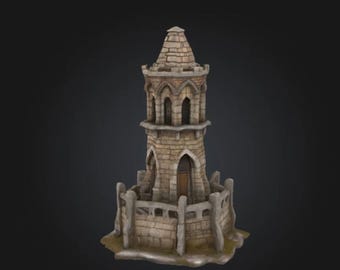 Ancient Stone Tower 3D Model for Printing Fantasy Terrain and Tabletop Scenes STL OBJ