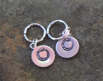 Hand Stamped Great Serpent Ring Stitch Marker Progress Keeper