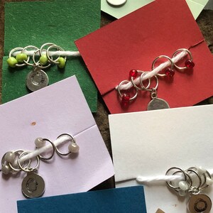 Choose Your Ajah Hand Stamped Great Serpent Ring Stitch Marker Progress Keeper Set image 3