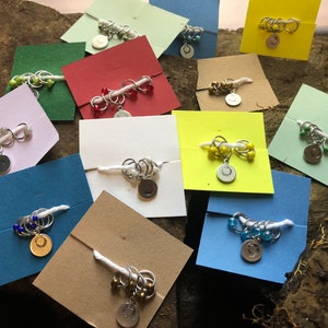Choose Your Ajah Hand Stamped Great Serpent Ring Stitch Marker Progress Keeper Set