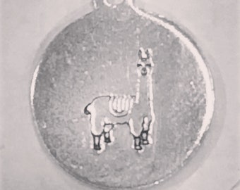 Hand Stamped Llama Stitch Marker Progress Keeper
