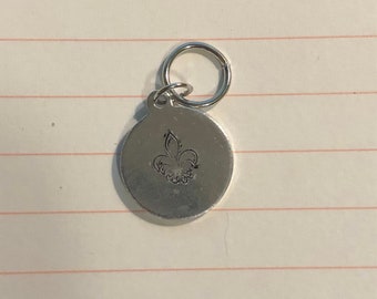 Hand Stamped Fleur De Lis Stitch Marker Progress Keeper