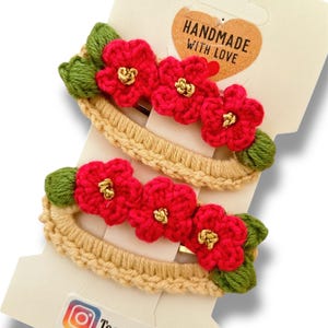 Floral Daisy Hair Clip,Handmade Small Knit Clip,Girl toddler hair, Crochet hair clips,Baby hair clip,hair accessories,knitted hair clips set