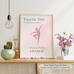 Stampa di ringraziamento per insegnante di danza, biglietto per insegnante di danza, 3 colori inclusi, download immediato, regalo per insegnante di danza, studio di danza, saggio di danza