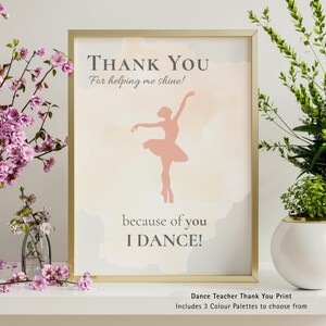 Stampa di ringraziamento per insegnante di danza, biglietto per insegnante di danza, 3 colori inclusi, download immediato, regalo per insegnante di danza classica, studio di danza, saggio di danza classica