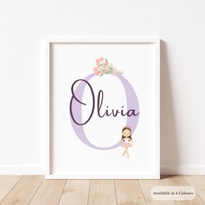 Personalised Ballerina Name Print, Nursery Wall Art, Custom Ballet Print, Digital Download, Dance Room Decor, Ballet Print, Ballerina Room