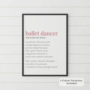 Ballet Dancer Definition Print, 4 Colour Bundle, Instant Download, Dancer Gift, Ballet Recital, Dance Student Gift, Ballet Dancer, Ballerina