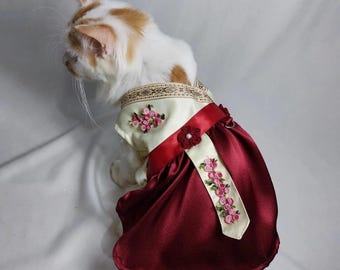 Hanbok coreano in velluto per cani e gatti – Abito tradizionale fatto a mano per animali domestici, abito morbido e confortevole per occasioni speciali, servizi fotografici e feste per animali domestici
