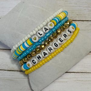 LA Chargers Football Inspired Beaded Bracelet Set