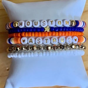 Houston Astros Baseball Inspired Beaded Bracelet Set