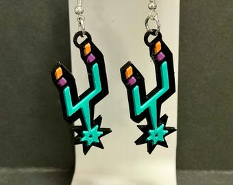 Spurs Basketball Fiesta Colors 3D Printed Earrings