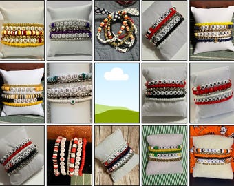 Custom College and Team Beaded Bracelet Set