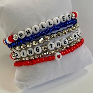 Phillies Baseball Inspired Beaded Bracelet Set