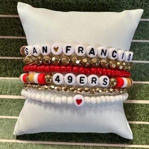 San Francisco 49ers Football Inspired Beaded Bracelet Set