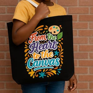 Bolsa de lona de algodón colorida con inspiración artística, regalo ecológico, bolsa de artista, bolsa de compras, para la vuelta al cole, bolsa de la compra