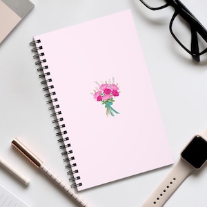 Floral Spiral Journal, Pink Notebook, Cute Stationery, Writing Diary, Botanical Planner