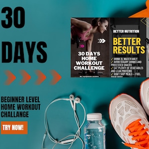 30 Day Home Workout Challenge – Printable Fitness Plan for Beginners | No Equipment Needed PDF