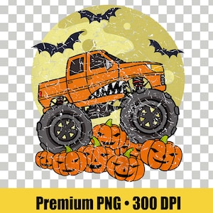 Halloween-monstertruck met pompoenen digitaal bestand voor sublimatie, Halloween, png