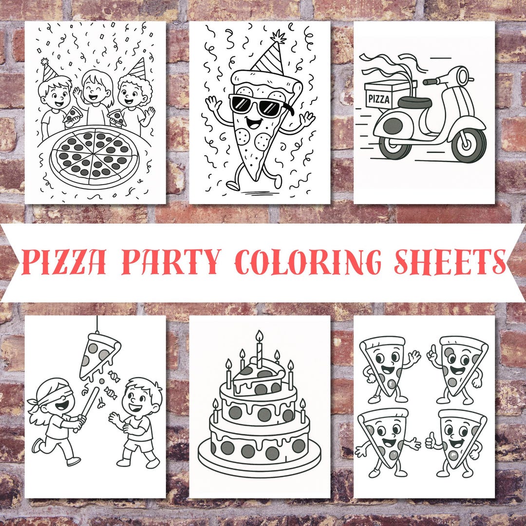 Pizza Party Coloring Pages | Cute Printable Coloring Sheets PDF | Pizza ...