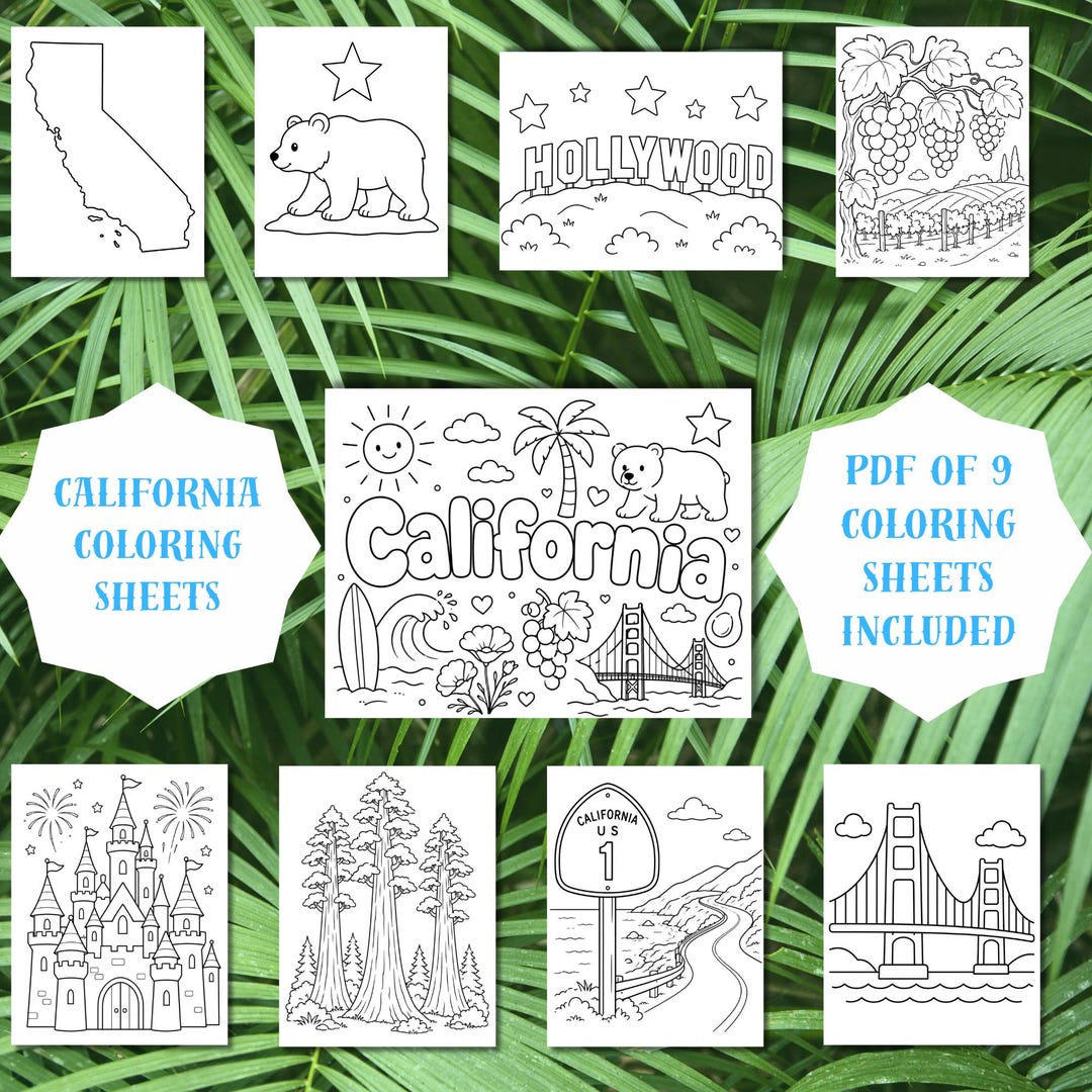 California Coloring Pages Bundle for Kids | Printable PDF Toddler ...