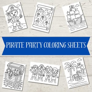 Pirate Birthday Party Coloring Pages - Set of 6 Printable PDF Coloring Sheets | Instant Download | Pirate Party Activity for Kids